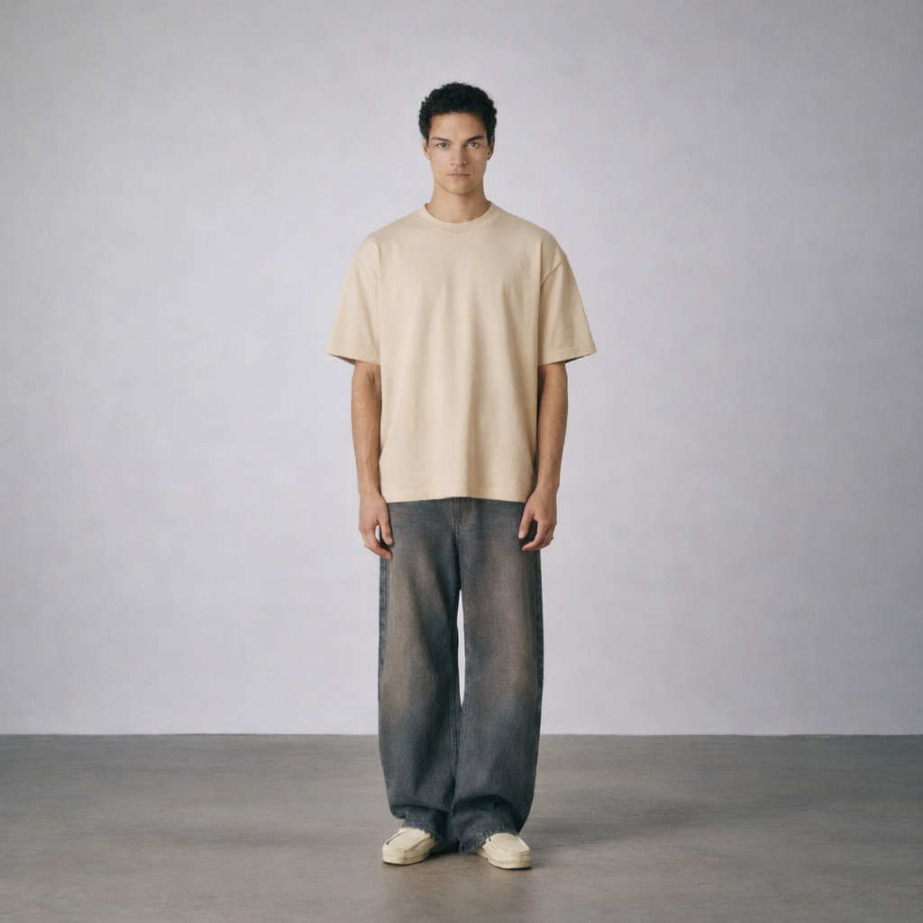 Heavy Weight Beige Oversized Tee