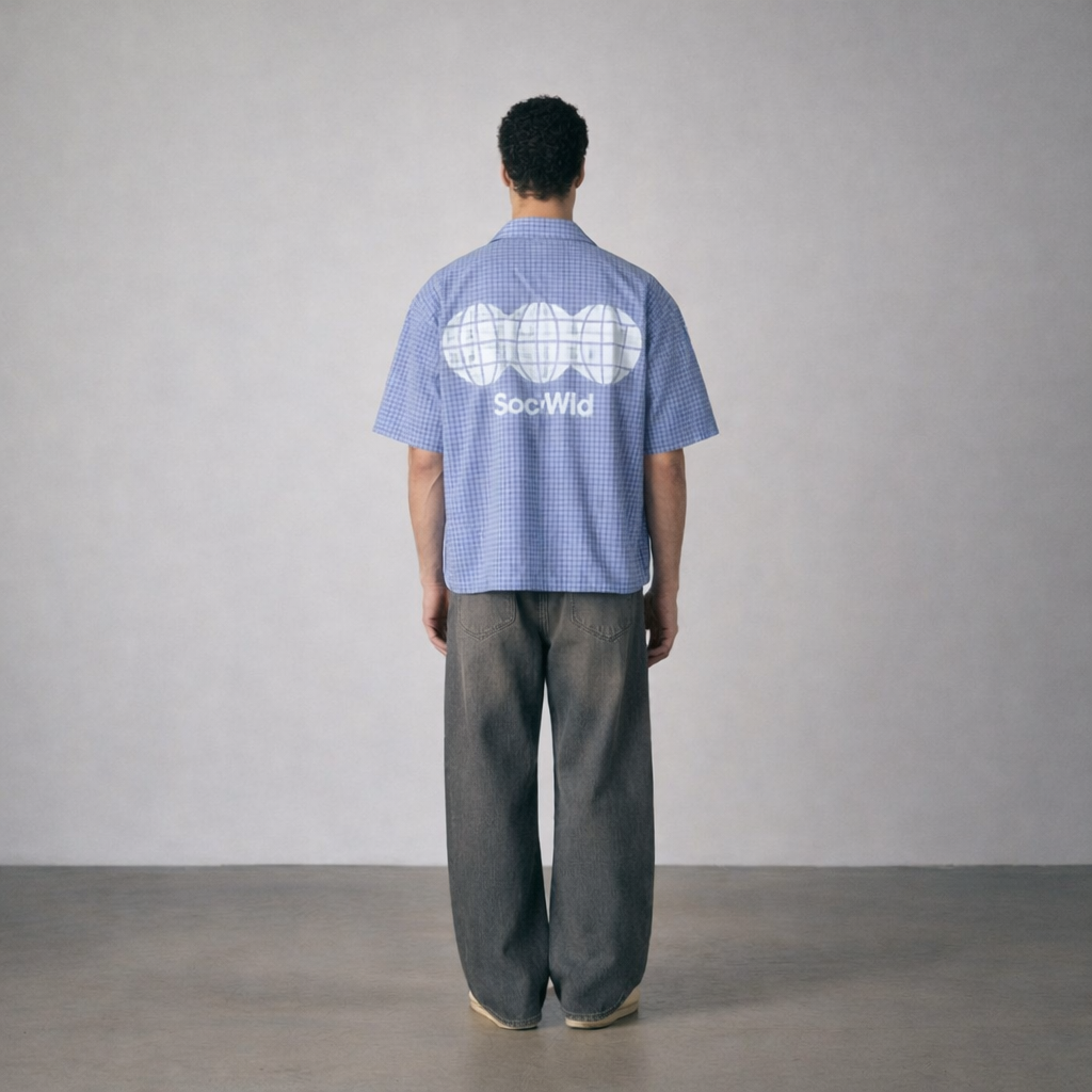 Blue Boxy Printed Shirt