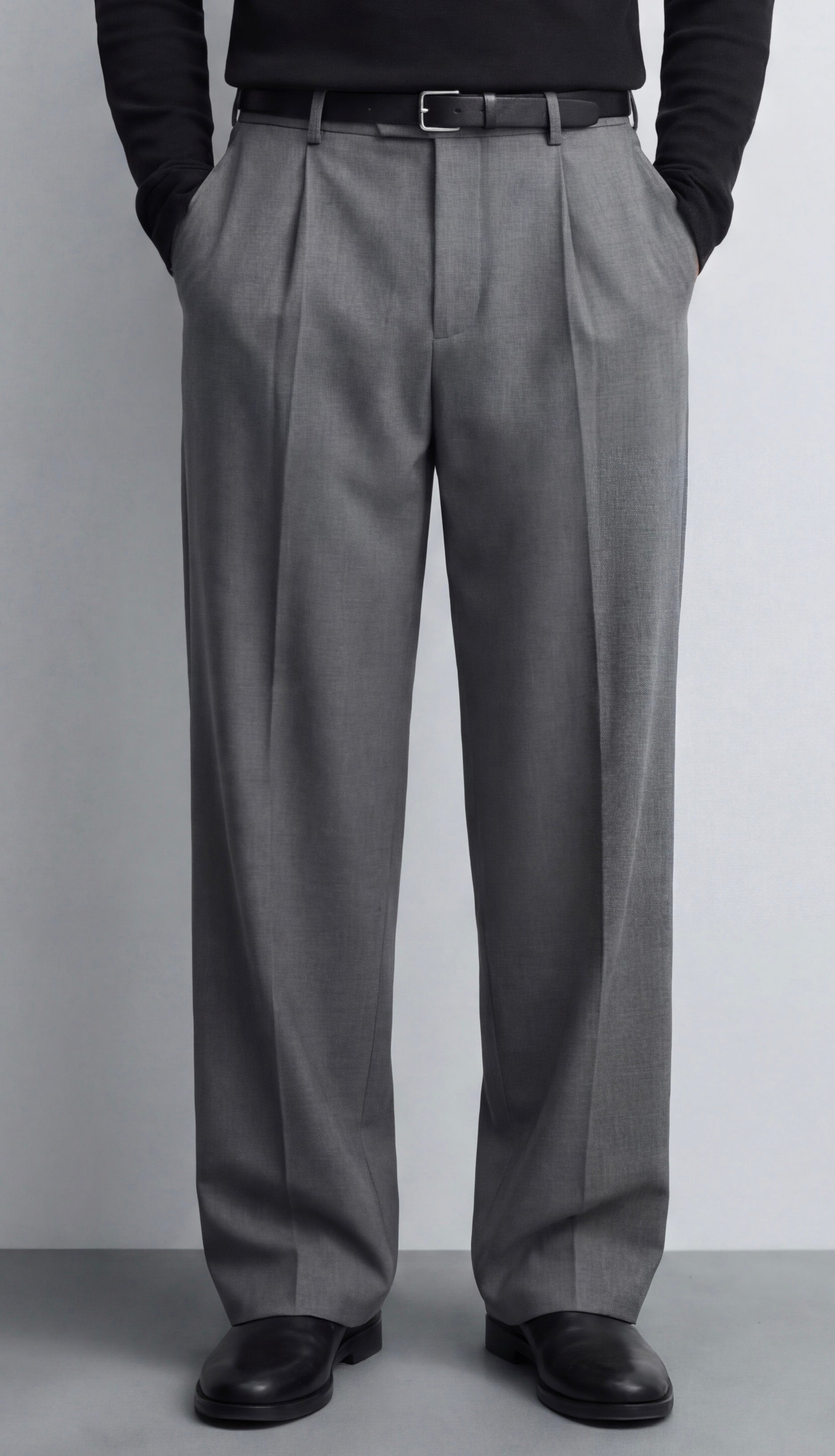 TAILORED PLEATED TROUSERS – GREY