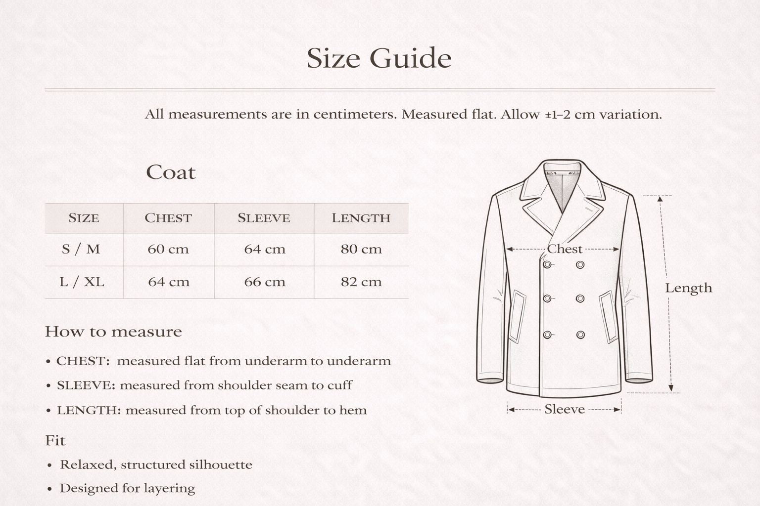 DOUBLE BREASTED WOOL COAT – BLACK