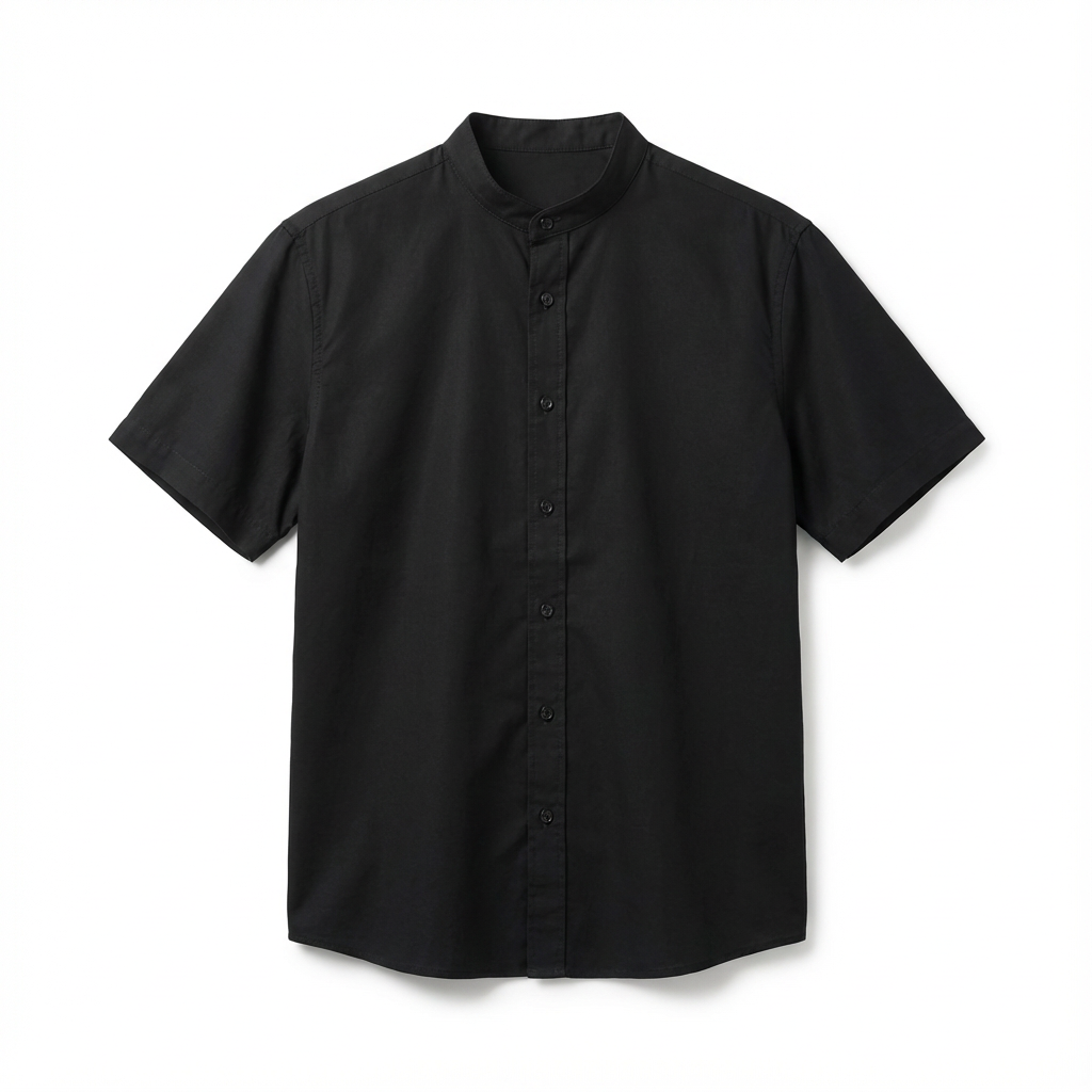 Black Oversized Linen Shirt — Printed