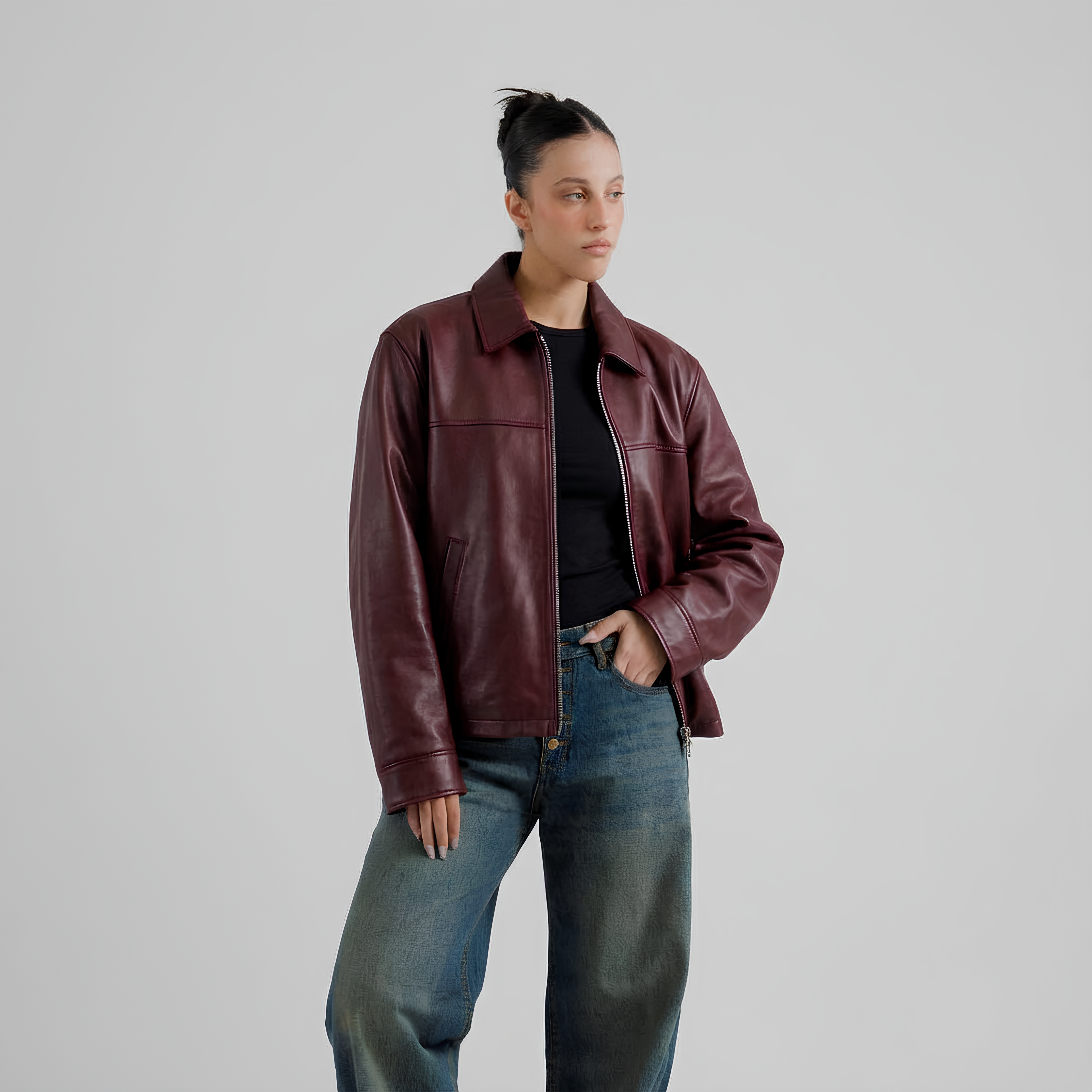 LEATHER JACKET – BURGUNDY