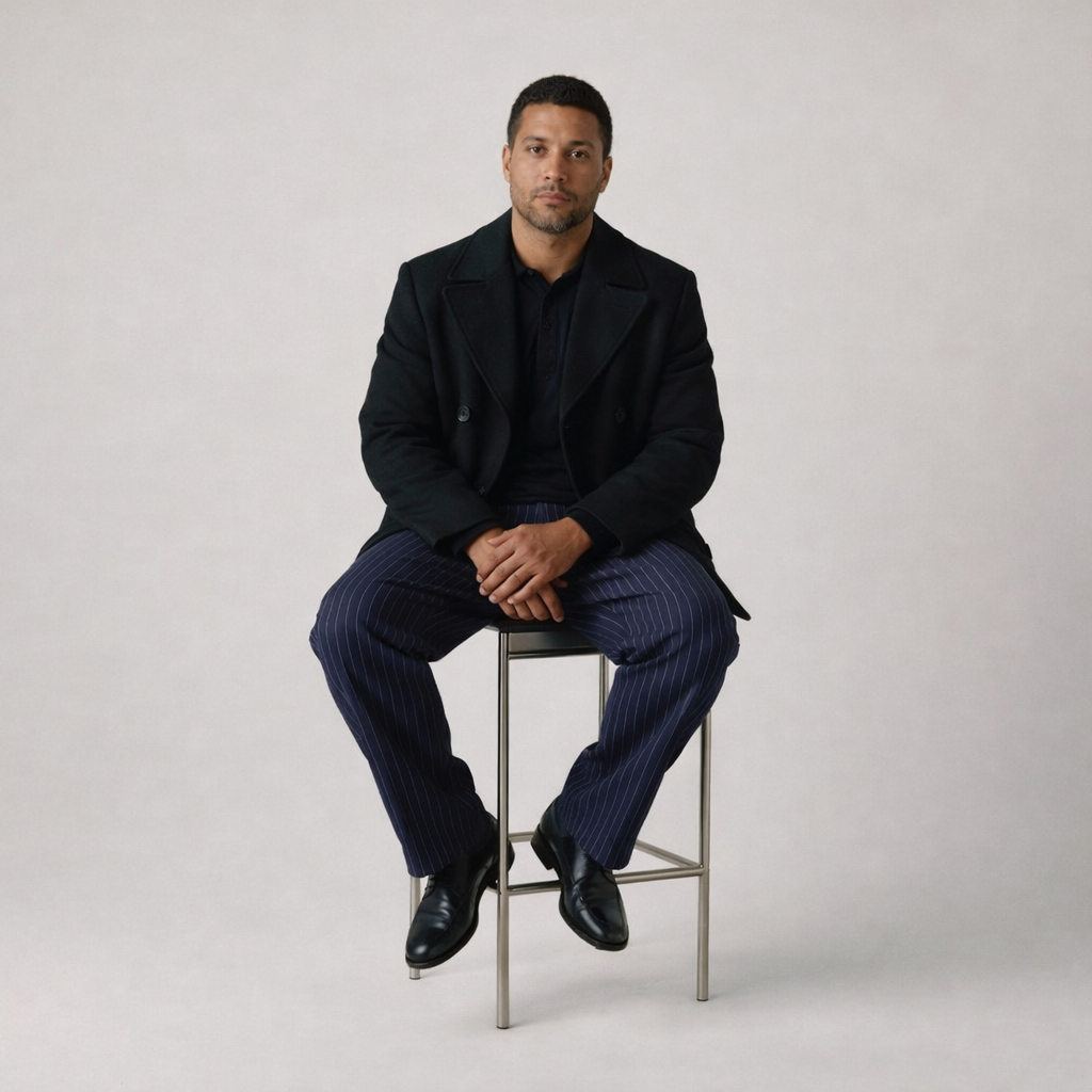 DOUBLE BREASTED WOOL COAT – BLACK