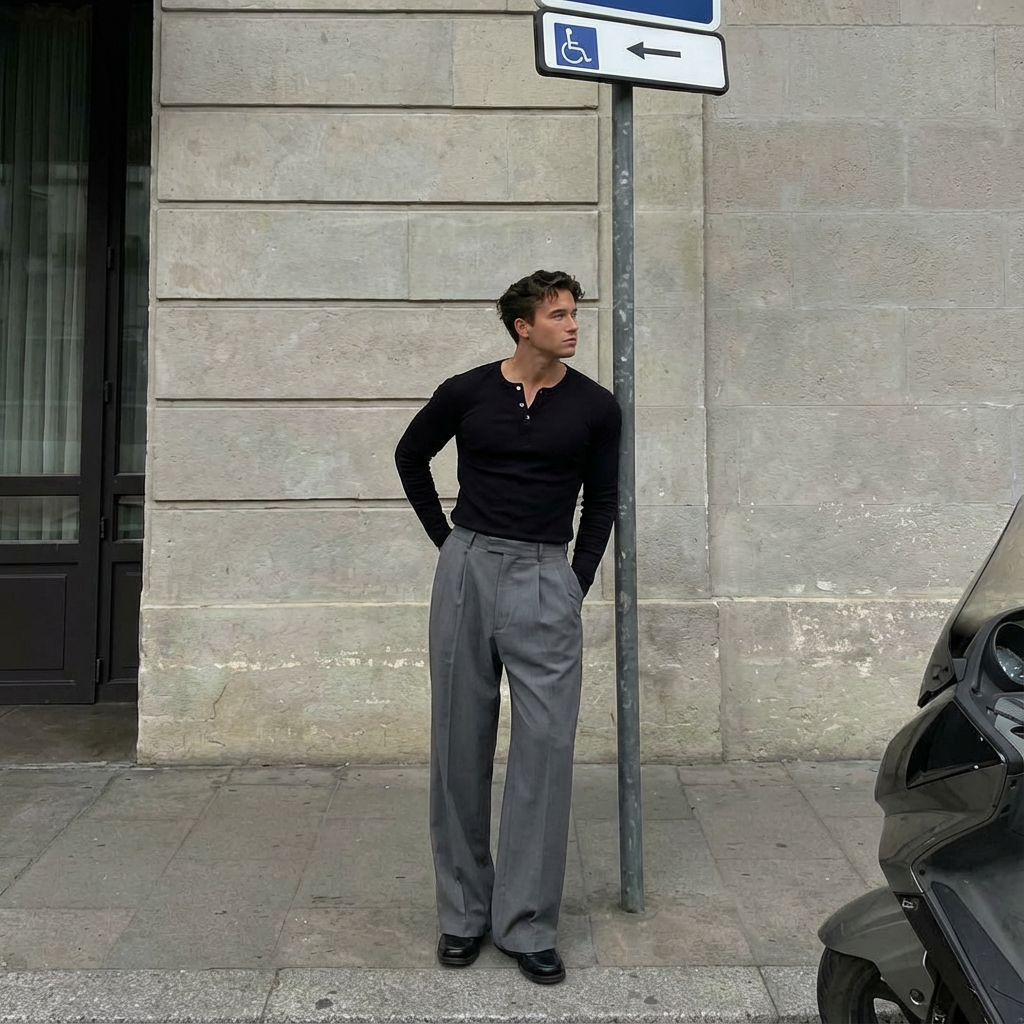 TAILORED PLEATED TROUSERS – GREY