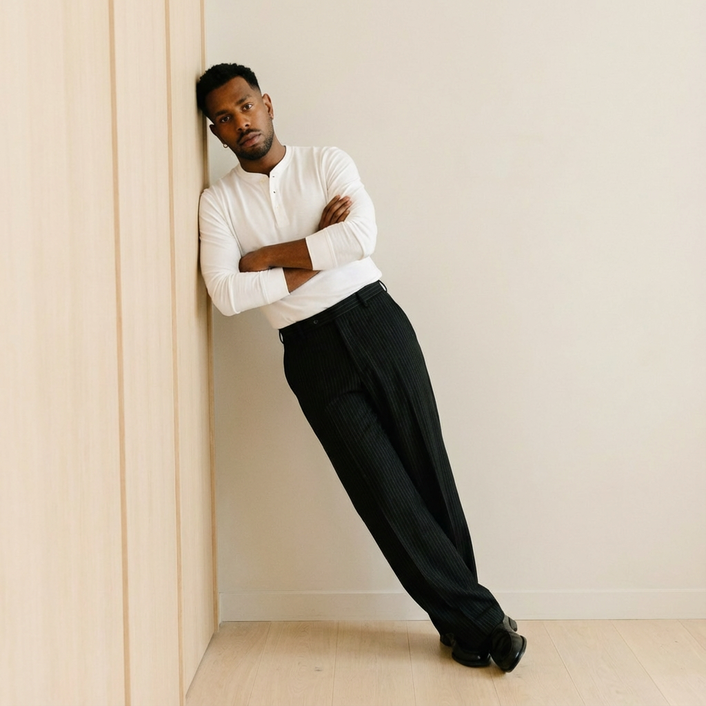 TAILORED PLEATED TROUSERS – BLACK