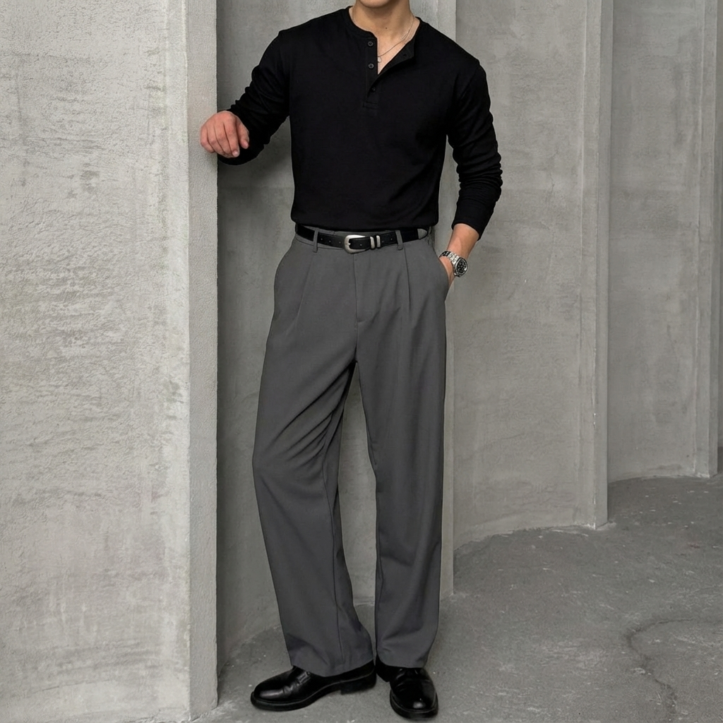 TAILORED PLEATED TROUSERS – GREY