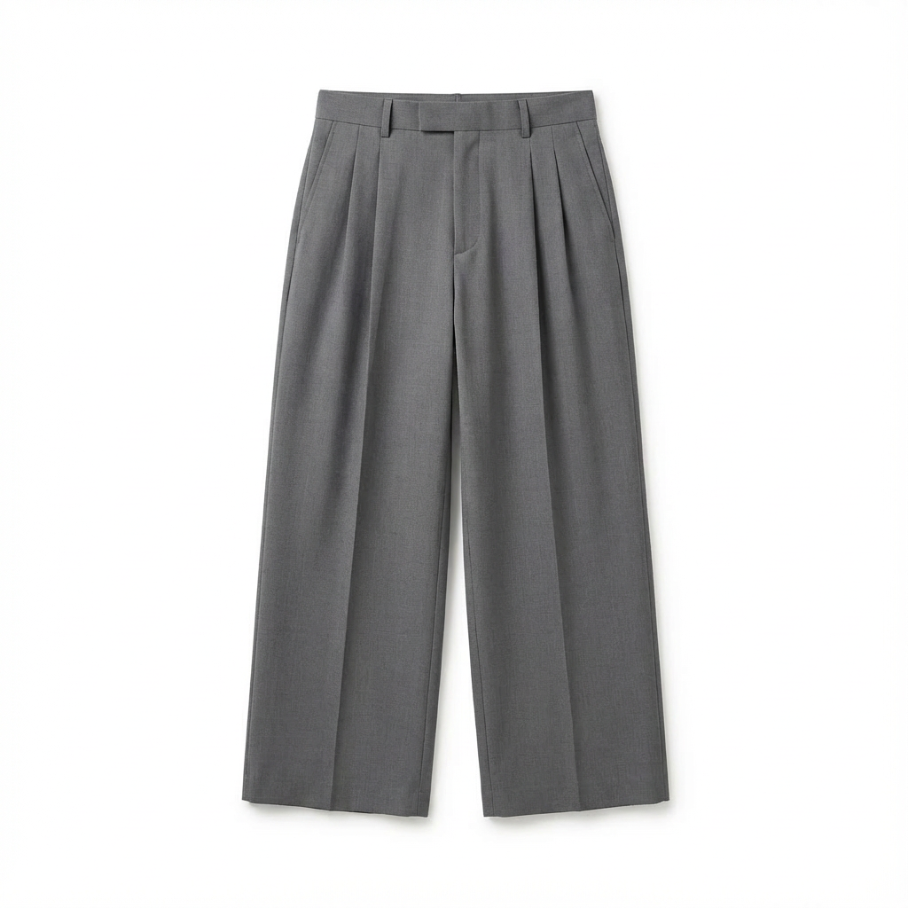 TAILORED PLEATED TROUSERS – GREY