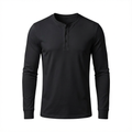BLACK HENLEY SHIRT