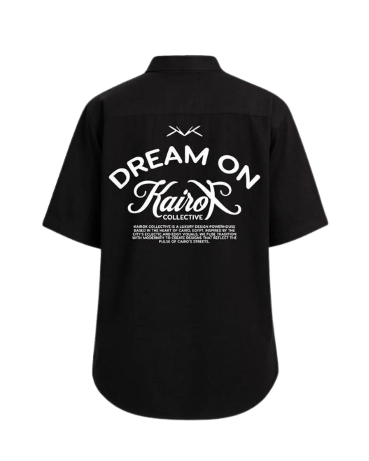 Black Oversized Linen Shirt — Printed