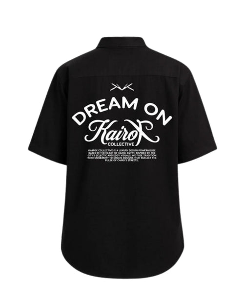 Black Oversized Linen Shirt — Printed