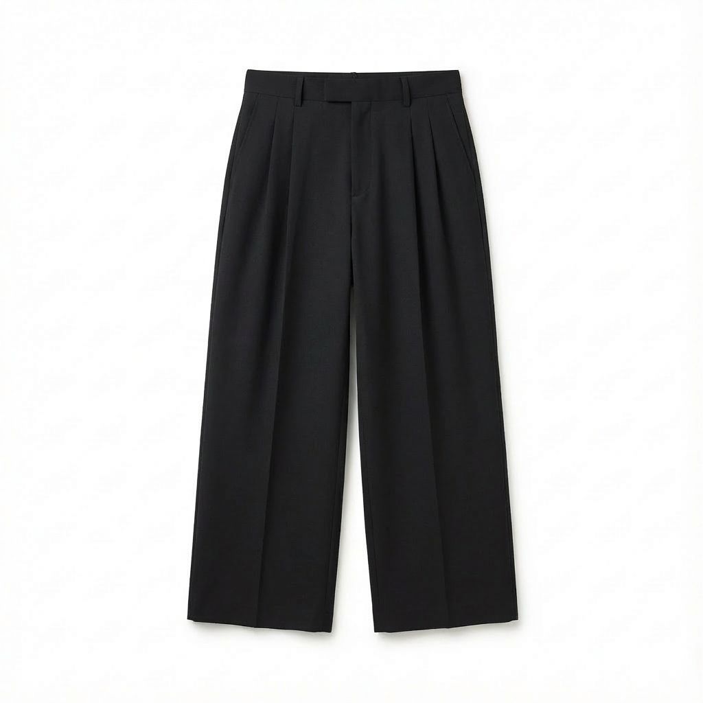 TAILORED PLEATED TROUSERS – BLACK