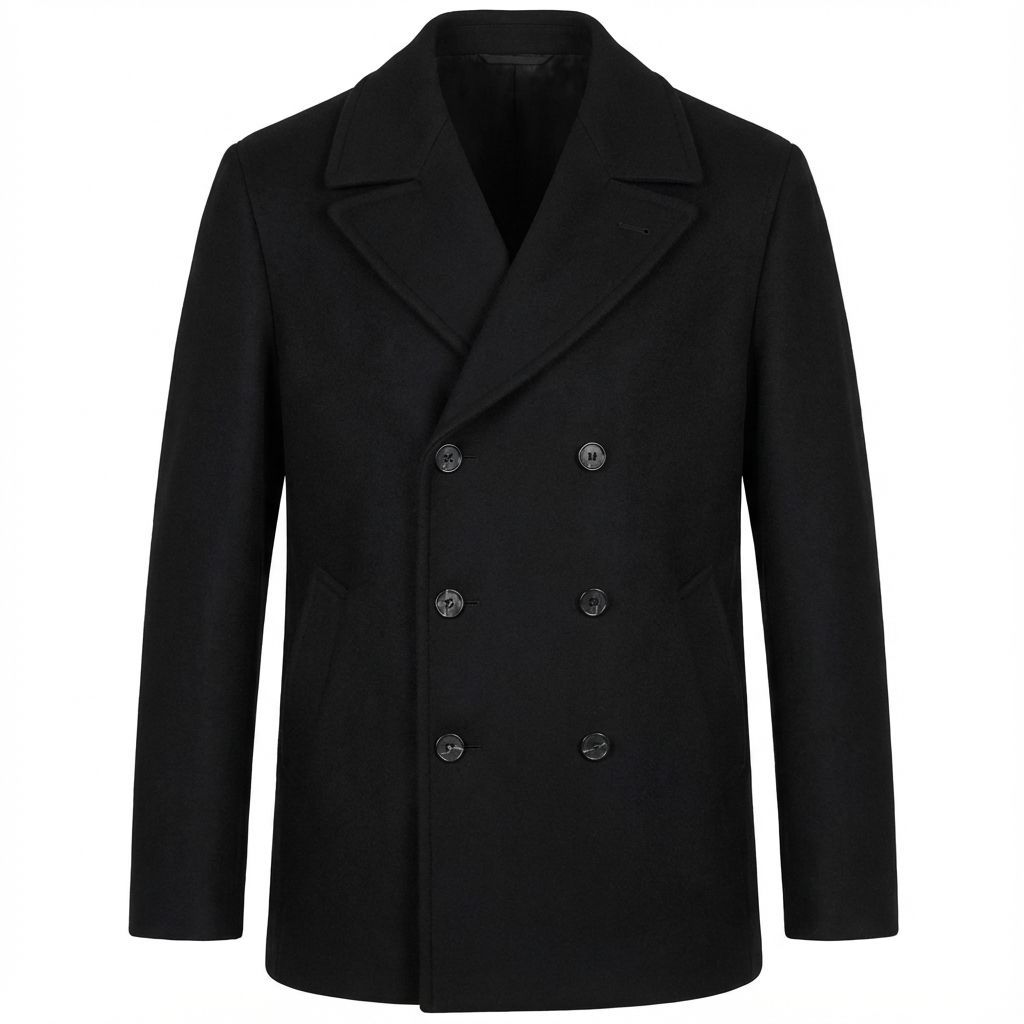 DOUBLE BREASTED WOOL COAT – BLACK
